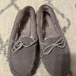 UGG womens Gray Moccasin Slippers